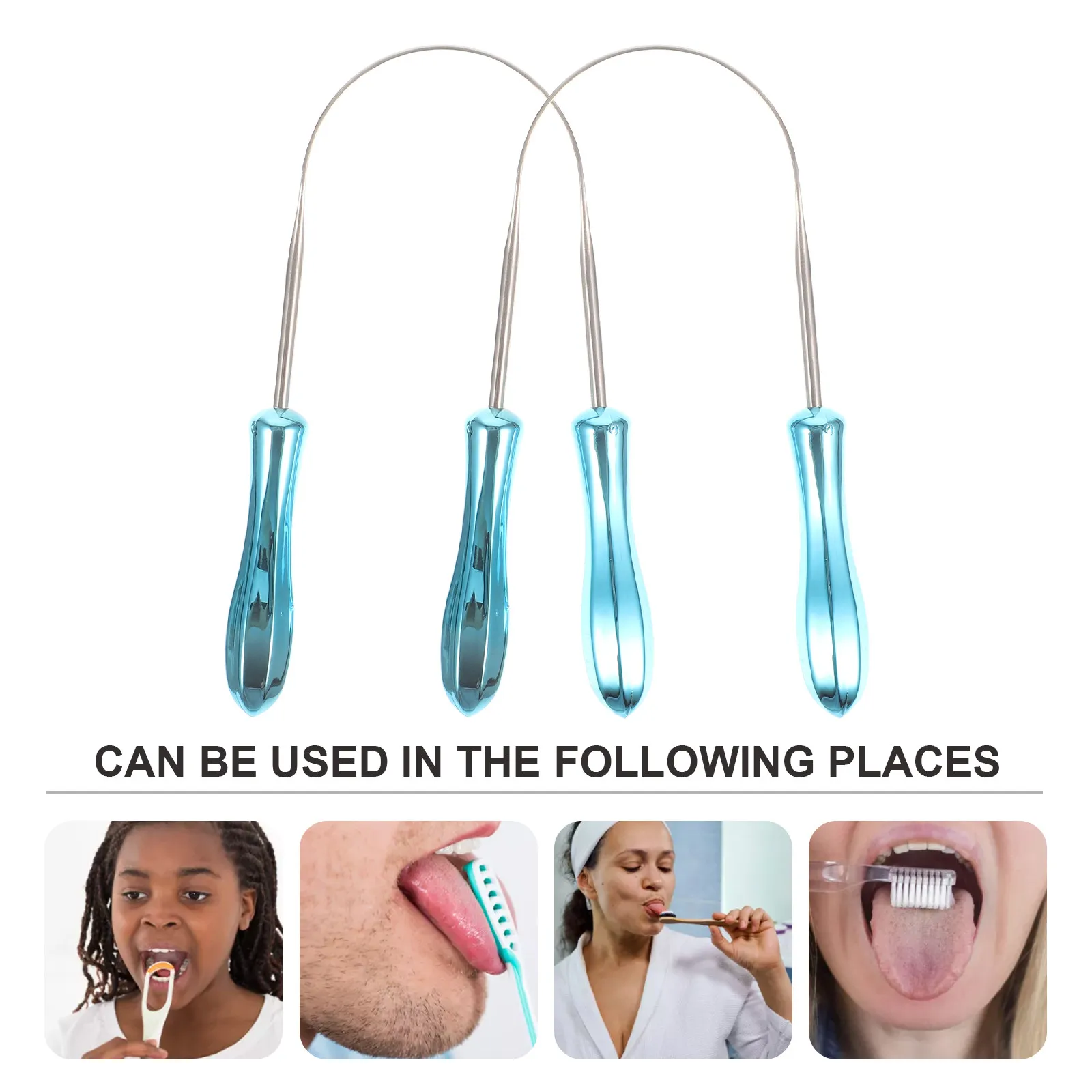 2Pcs Rust Proof Stainless Steel Tongue Scraper U Shaped Easy Grip Design Enhances Tongue Cleaning Efficiency Breath Aid