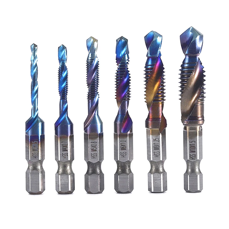 

Hexagon Shank 6pc Blue Short Composite Tap Drilling And Tapping Integrated Tap Machine Hole Chamfering Tool Set