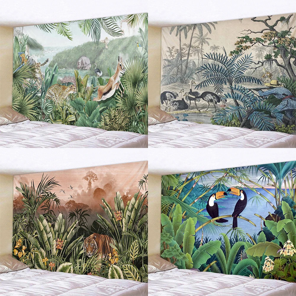 Animal Tapestry Tropical Plant  Wall Decor Home   Living Room Bedroom Dormitory   Background Cloth