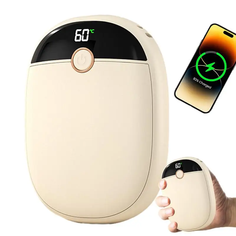 

Hand Warmers Rechargeable 6000mAh Hand Pocket Heater USB Rechargeable Battery Operated Hand Heater With 5 Heating Levels Digital