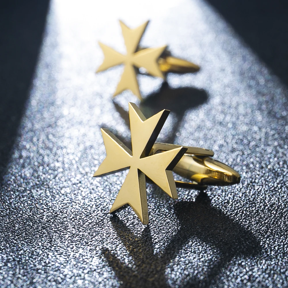 Gemelos Tangula clásicos de Malta, gemelos con amuleto cruzado de acero inoxidable para hombre, joyería de boda de moda para novio, regalo del Día del Padre