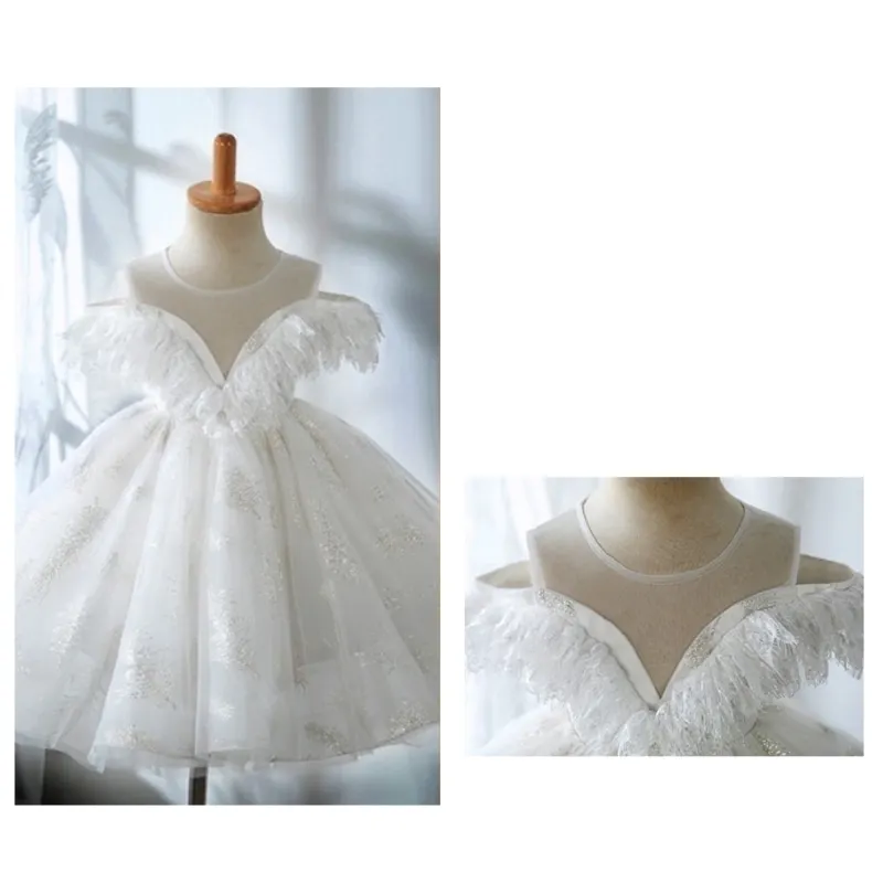 Baby Girl Princess Lace Fly Sleeve Tutu Dress Infant Toddler Teen Vintage Vestido Party Pageant Birthday Baby Clothes 1-14Y