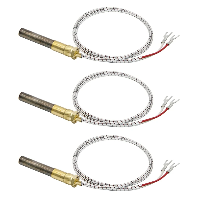 Thermopile 36In 750Mv cocok untuk Heat Glo Heatilator, 750 ℃ Millivolt Thermocouple ganti untuk bagian perapian Q313A, 3 buah