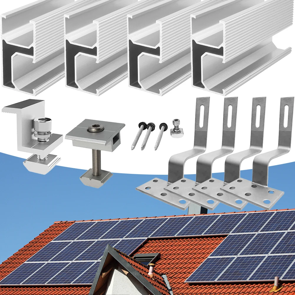 modulo solar suporte trilho de montagem telhado rack conjunto com end clamp gancho do telhado home improvement acessorios pv 01