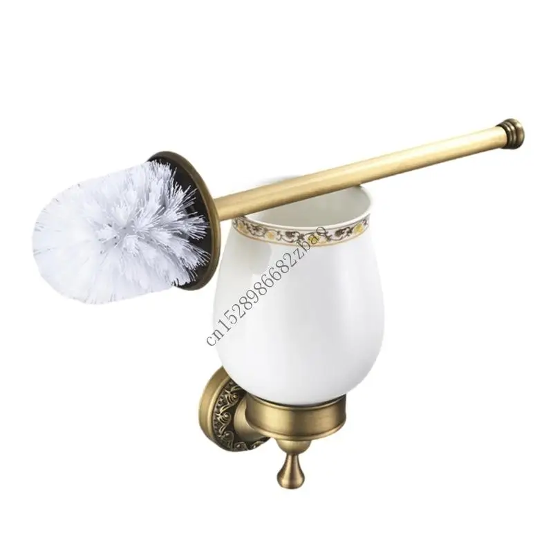 

H7EA Antique Metal Toilet Brush Stand with Ergonomic Cleaning Tool Strong Bathroom Accessory for Household Storage