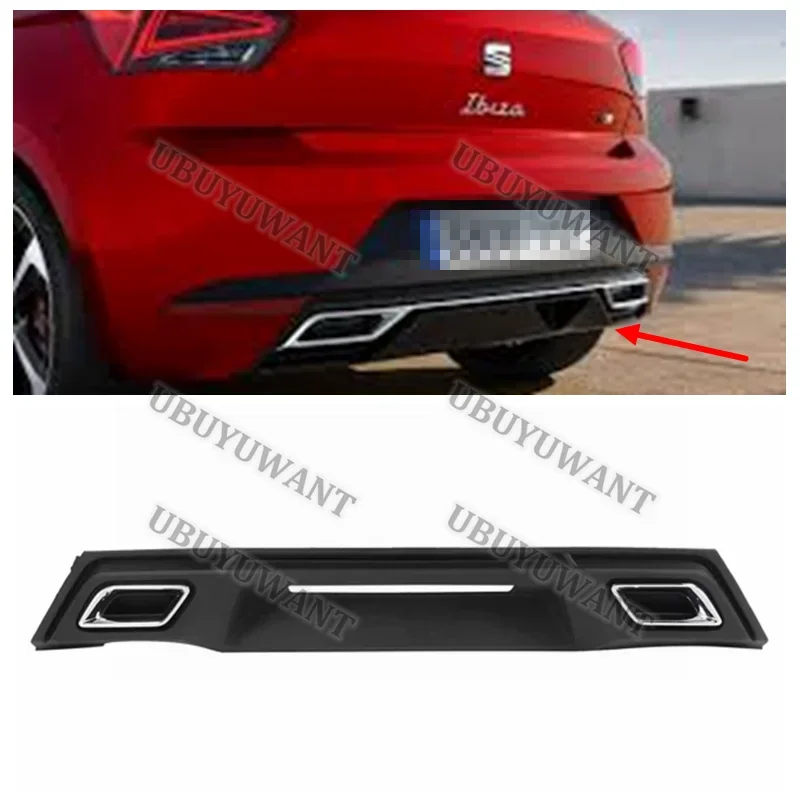 For Seat Ibiza MK5 6F 2017 2018 2019 2020 2021 Rear Bumper Diffuser Body Kit Accessories FR Style Matt Black Chrome Tips - view 3