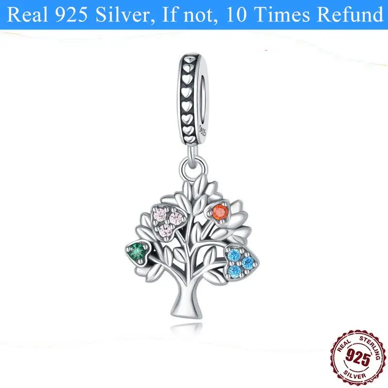 New 925 Sterling Silver Warm Love Heart Tree Of Life Dangle Charm Fit Original Pandora Bracelet Silver 925 Jewelry Making