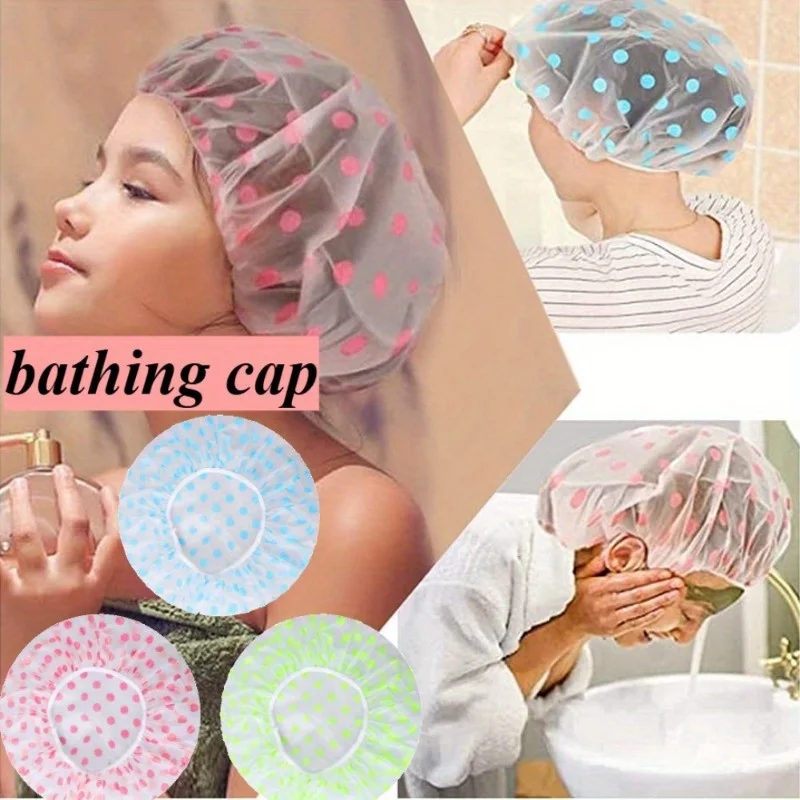 3pcs Reusable Plastic Shower Caps, Elastic Shower Caps Suitable for Cooking Makeup, Facial Care, Bathing Red
