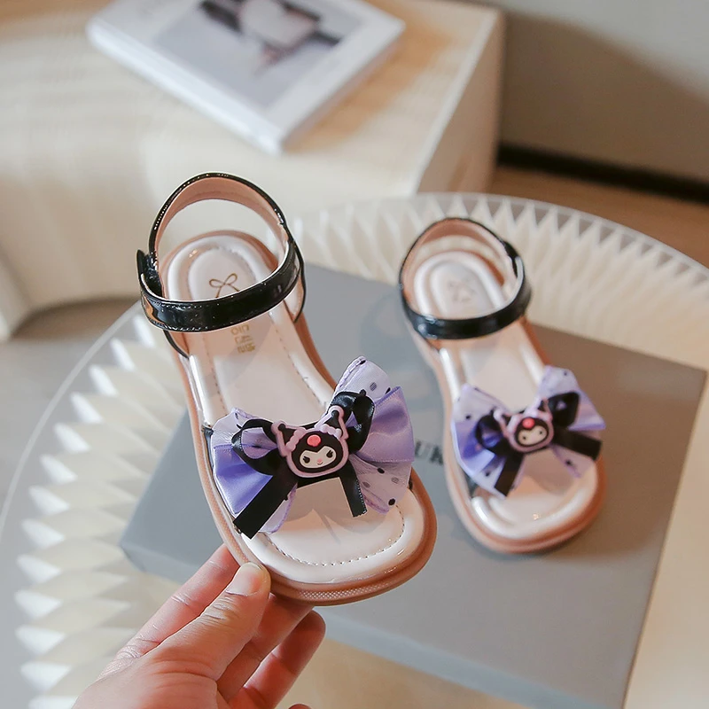 Girls Children Sandals Beige Open Toe Soft Bottom Baby Casual Shoes Summer Black Bowknot Princess Kids Shoes Girls Sandals