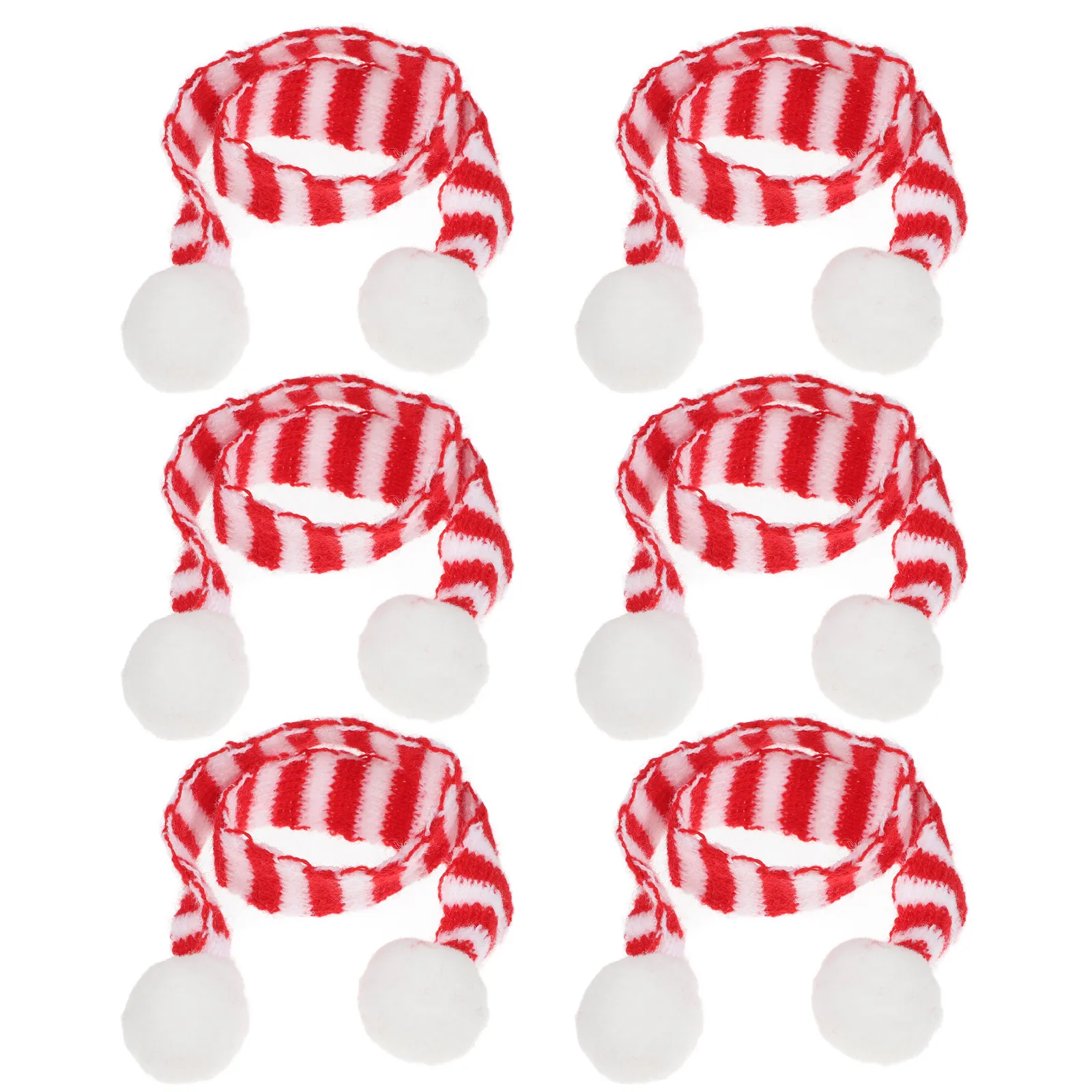 

6pcs Cute Mini Scarf For Toy Ornament Cover Xmas Party Bottle Scarf Decor Holiday Bottle Cover Gift