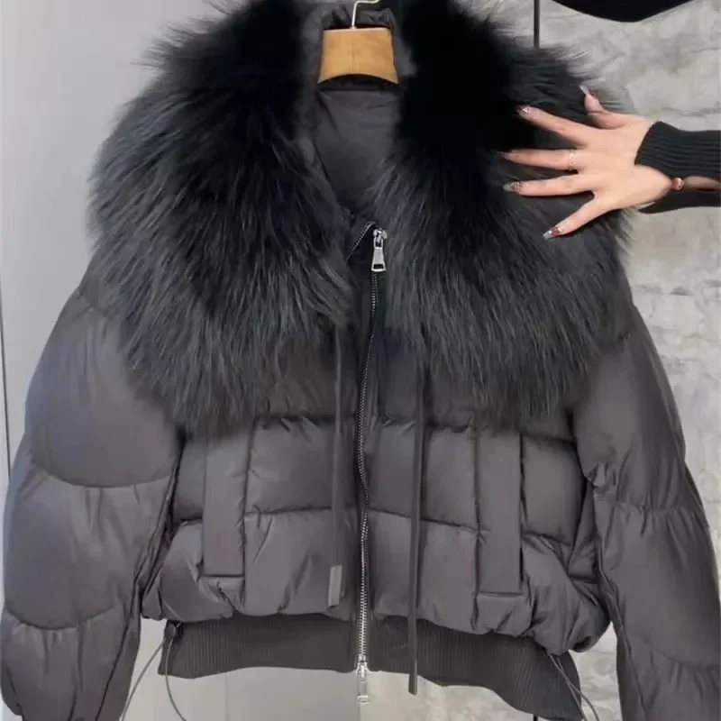 Short Down Cotton-padded Jacket Big Fur Collar Loose High-grade Young Middle-Aged Lady Korean Warm Cotton-padded Jacket Woman