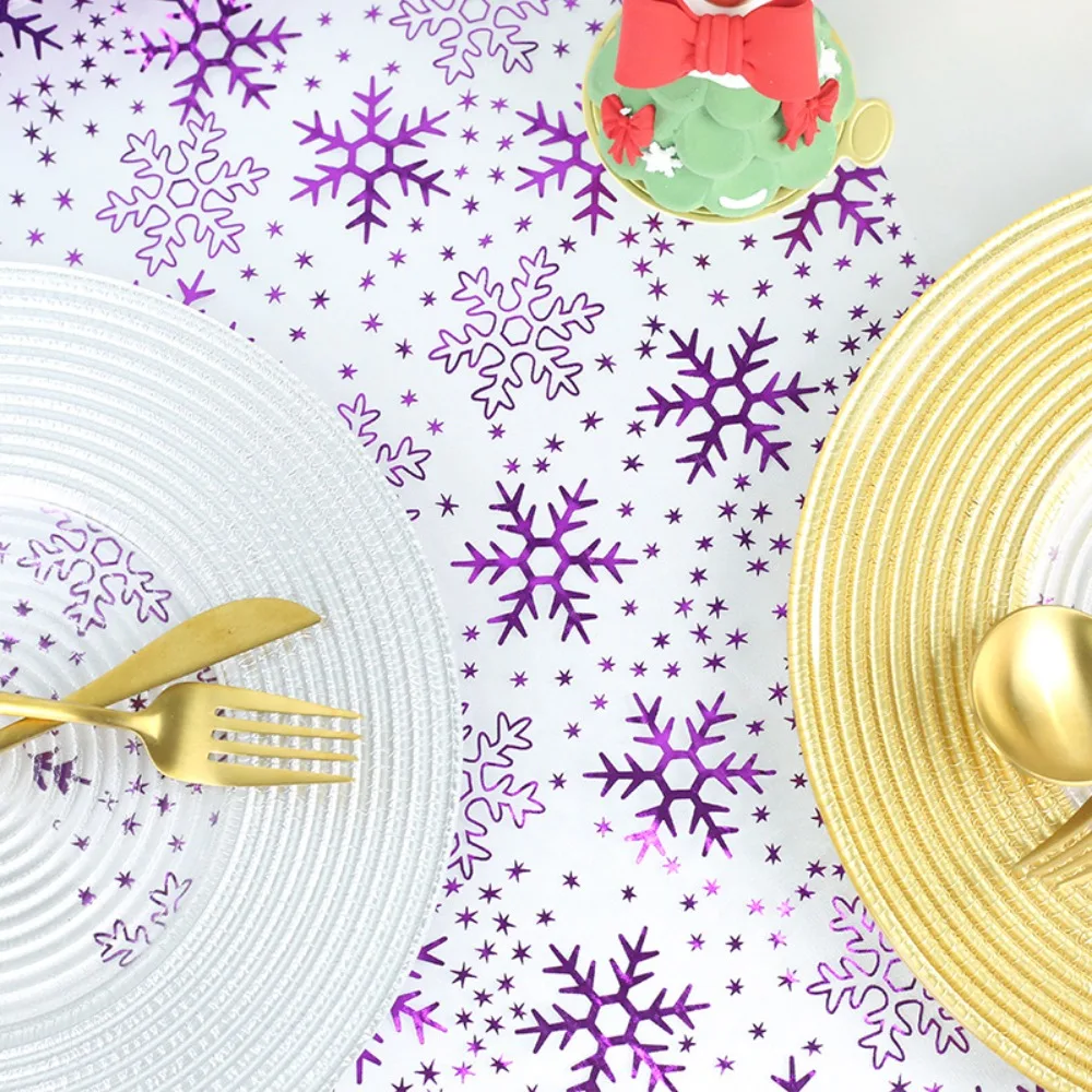 Snowflake Pattern Christmas Foil Table Runner Organza Glitter Tables Cover Translucent Rustic Dinning Table Decoration Hotel