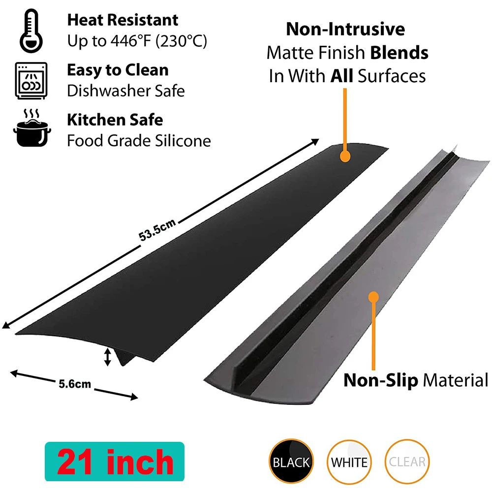 2Pcs Kitchen Silicone Stove Counter Gap Cover Heat Resistant Mat Oil Dust Water Seal Easy Clean Spills Between Counter