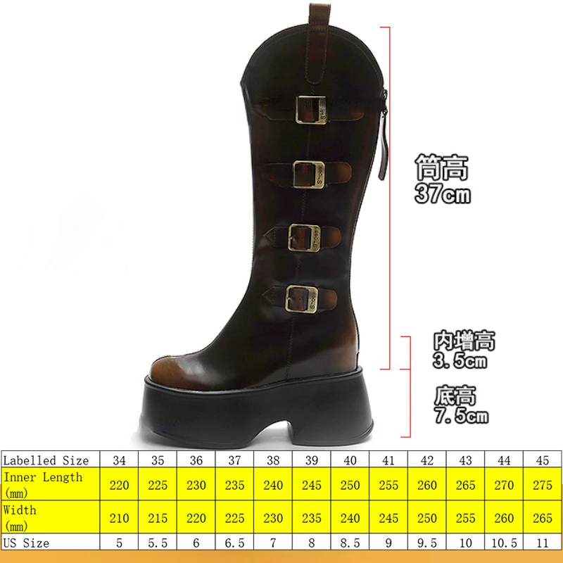 Fujin 11cm Microfiber Genuine Leather High Top Boots Autumn Zipper Fashion Women Booties Knee High Platform Wedge Spring Shoes