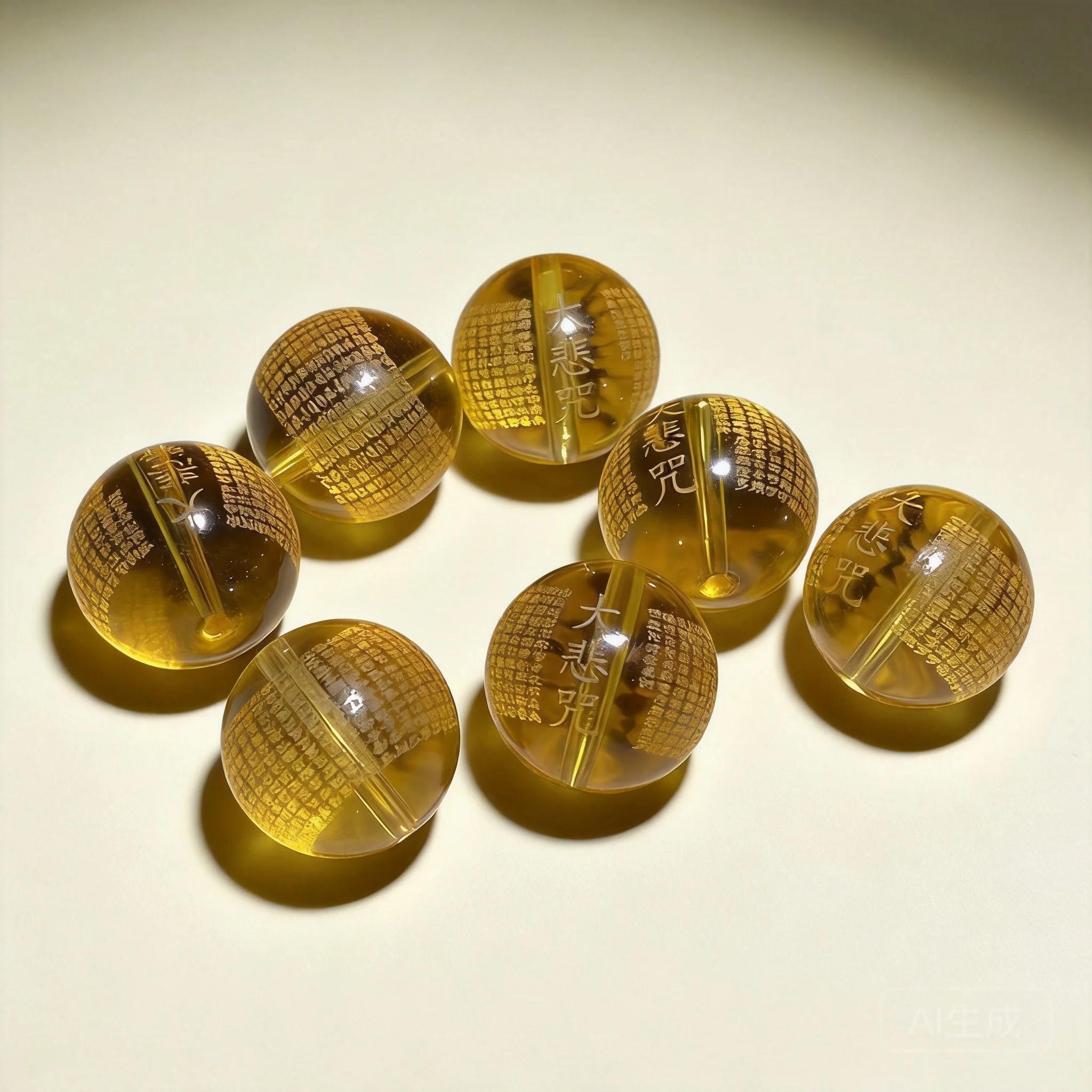 Perles en vrac gravées avec le mantra de la grande compassion et la citrine porte-bonheur de style chinois pour la fabrication de bracelets, colliers et bijoux DIY, pour la bénédiction et la chance