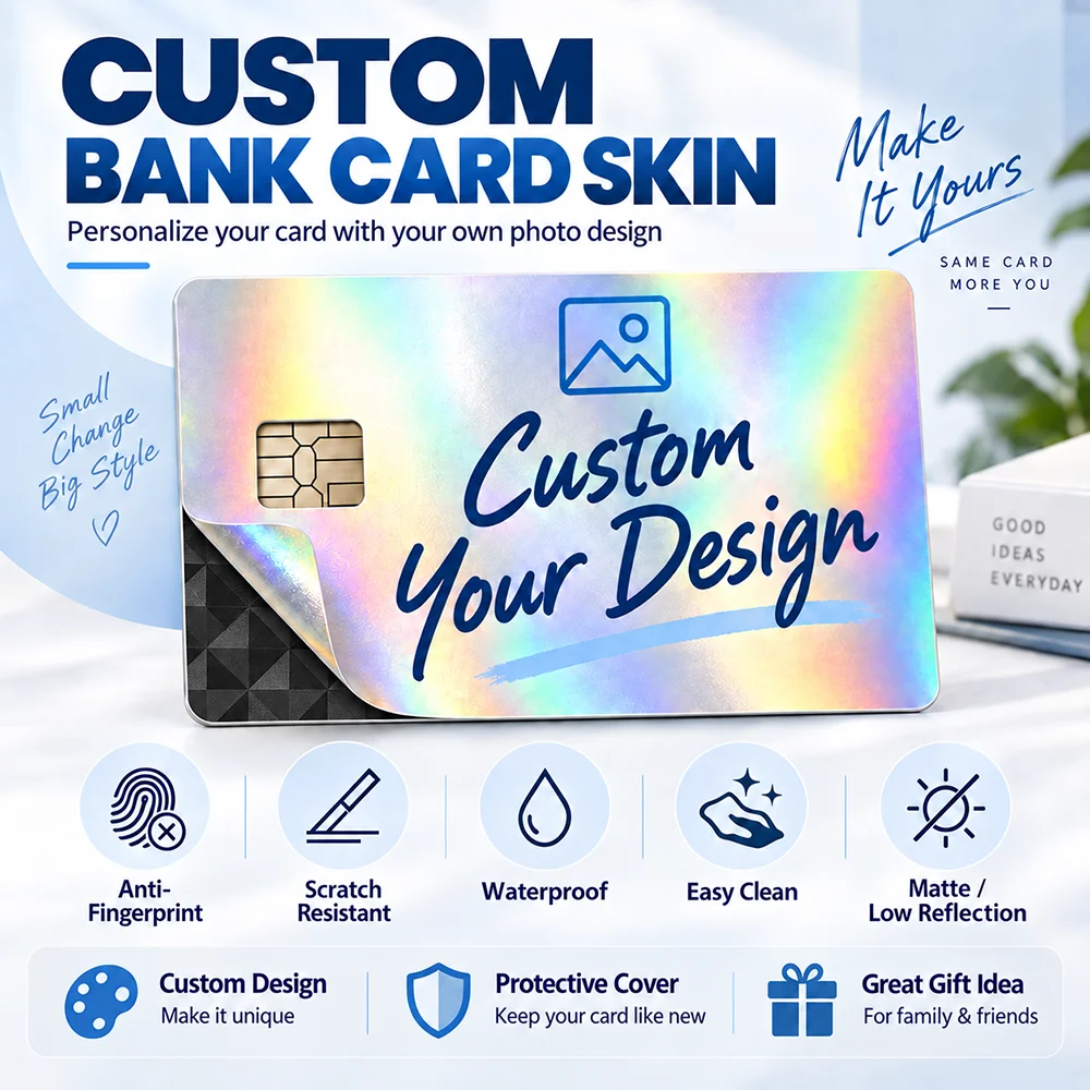 DIY Customize Bank Credit Card Holographic Laser Shinny Side Film Skin Cover 4PCS Sticker for Debit Credit Card Bank Card