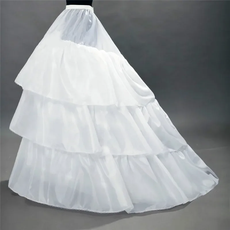 Jupon Blanc de Haute Qualité avec Traîne Crinoline, Sous-Jupe, 3 Couches, 2 Cerceaux, pour Robes de Mariée, Patients, Peu importe