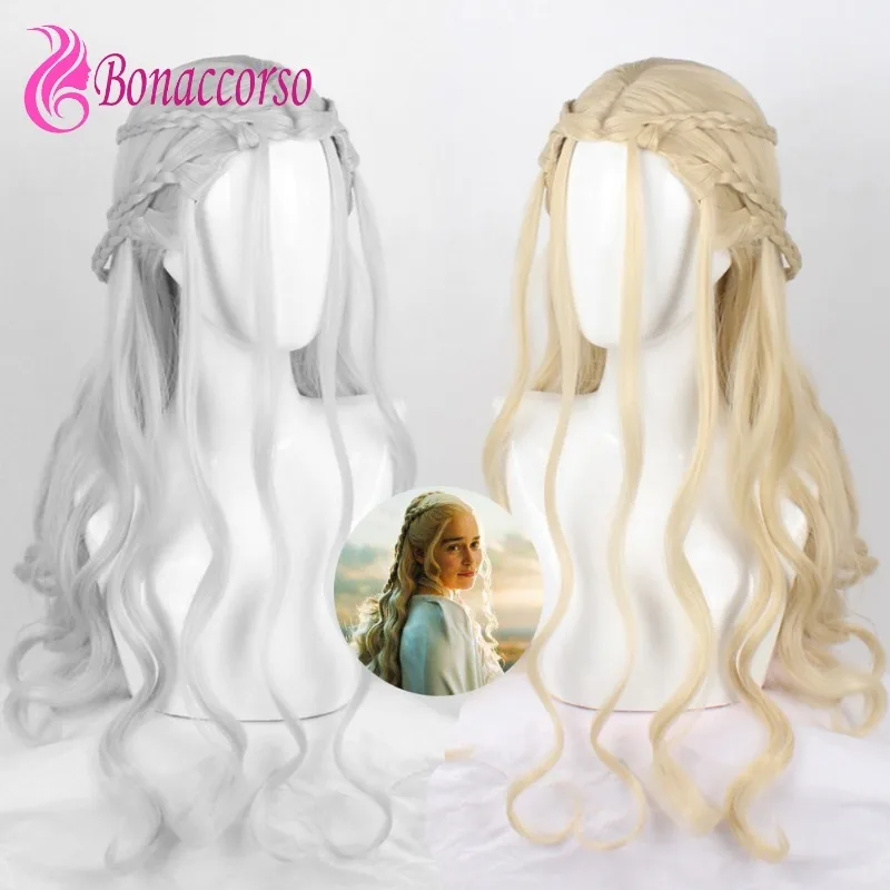 Game of Thrones Daenerys Targaryen Dragon Mother Cosplay Wig Synthetic Long Curly Wig A Song of Ice and Fire Coser Cute Girl Wig