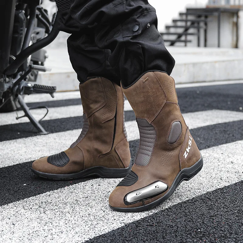 

Motorcycle Shoes Full Leather Motocross Boots with Shifter Guard Cafe Boots Enduro Boots for Touring&hiking Moto Protection Gear