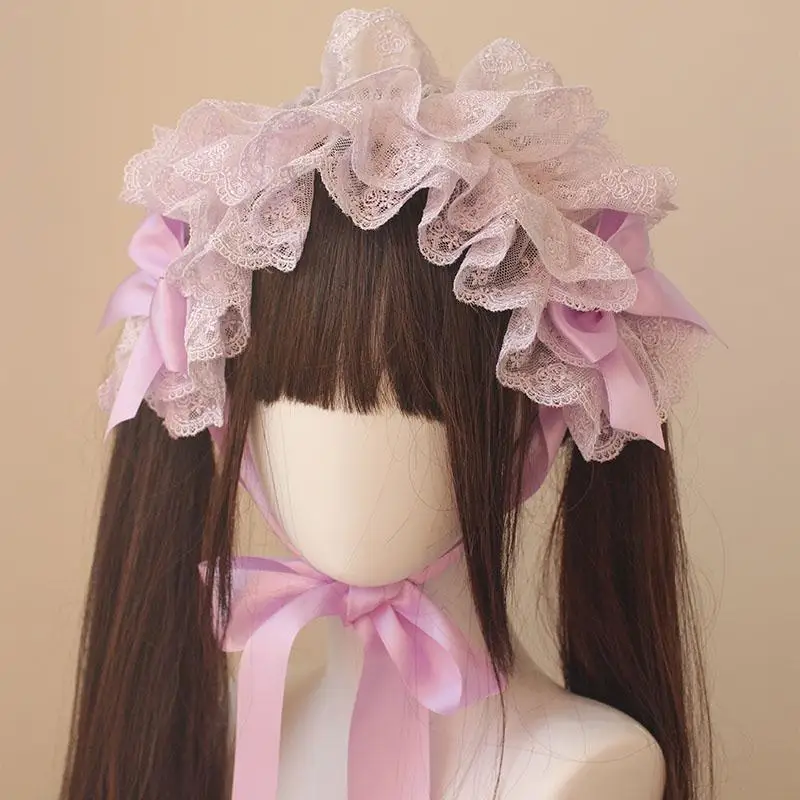 

Оригинальная милая укладка волос в стиле куклы с множеством слоев кружева, великолепные аксессуары для волос в стиле Лолиты, балетный стиль