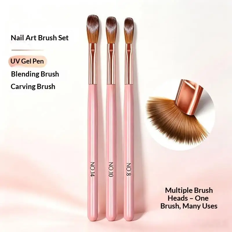 3Pcs Pink Wooden Rod Nail Art Crystal Pen Nail Brush Nail Art Pen Special Nail Art Set Nail Care Manicure Tools