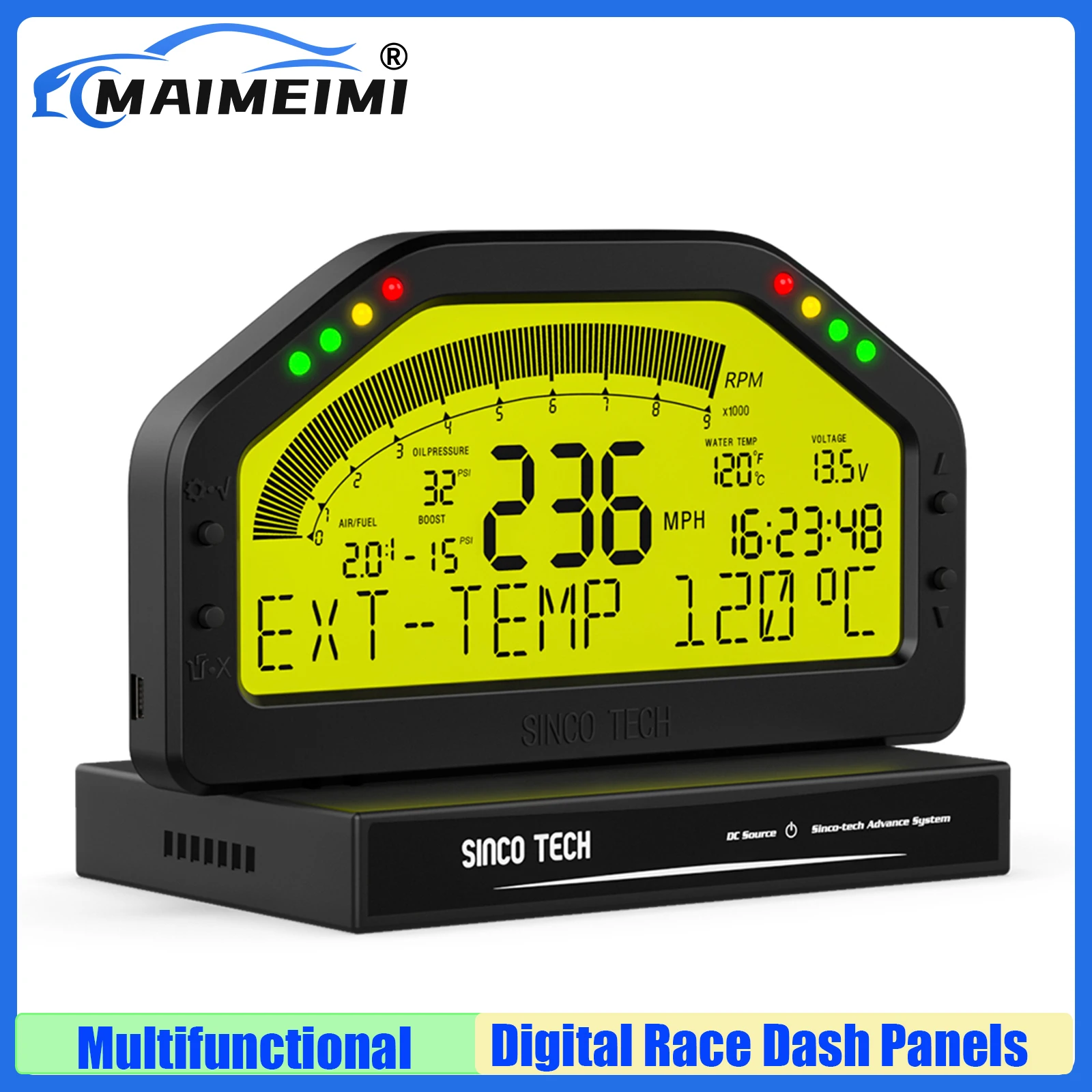 MAIMEIMI 9 in 1 Gauge LCD Display Sensor Kit Race Dashboard Bluetooth-compatible DO904 Multifunctional Digital Race Dash Panels