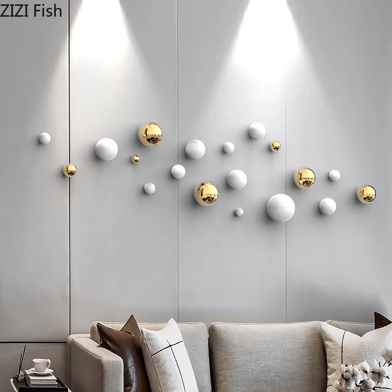 Wall Decoration Combination Gold Ball Wall Hanging Ornaments Plating Spherical Crafts Room Decor Backdrop Display Pendants