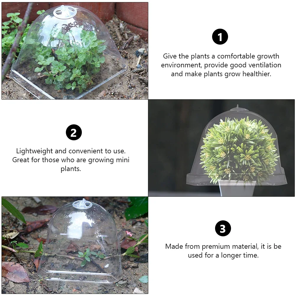 

10pcs Square Plastic Plant Covers for Seedling Protection with Vent Transparent Body Cloche Cover for Mini Plants Growth Garden