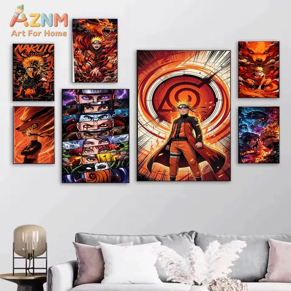 Naruto Dynamic Combat Style Anime Canvas Wall Art Print Poster Unframed Canvas Painting Home Bedroom Living Room Wall Decor Gi
