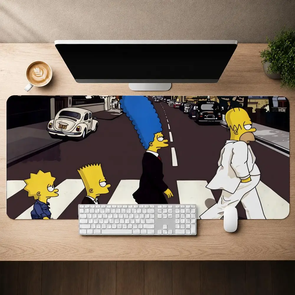 The S-simpsons Cartoon Mouse Pad Mouse Pad Anti-Slip Rubber Base Extended Desk Mat For Gamers Office Computer Accessories