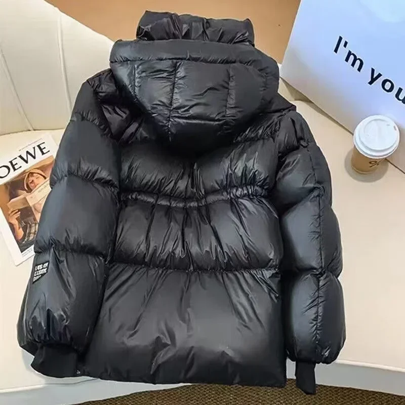 Korean Black Gold 90% White Duck Down Coat New Women Winter Thicken Warm Down Jacket Loose Casual Female Hooded Parker Outerwear