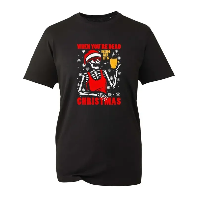 When You'Re Dead Inside But Its Christmas T Shirt Skull Funny Xmas Top