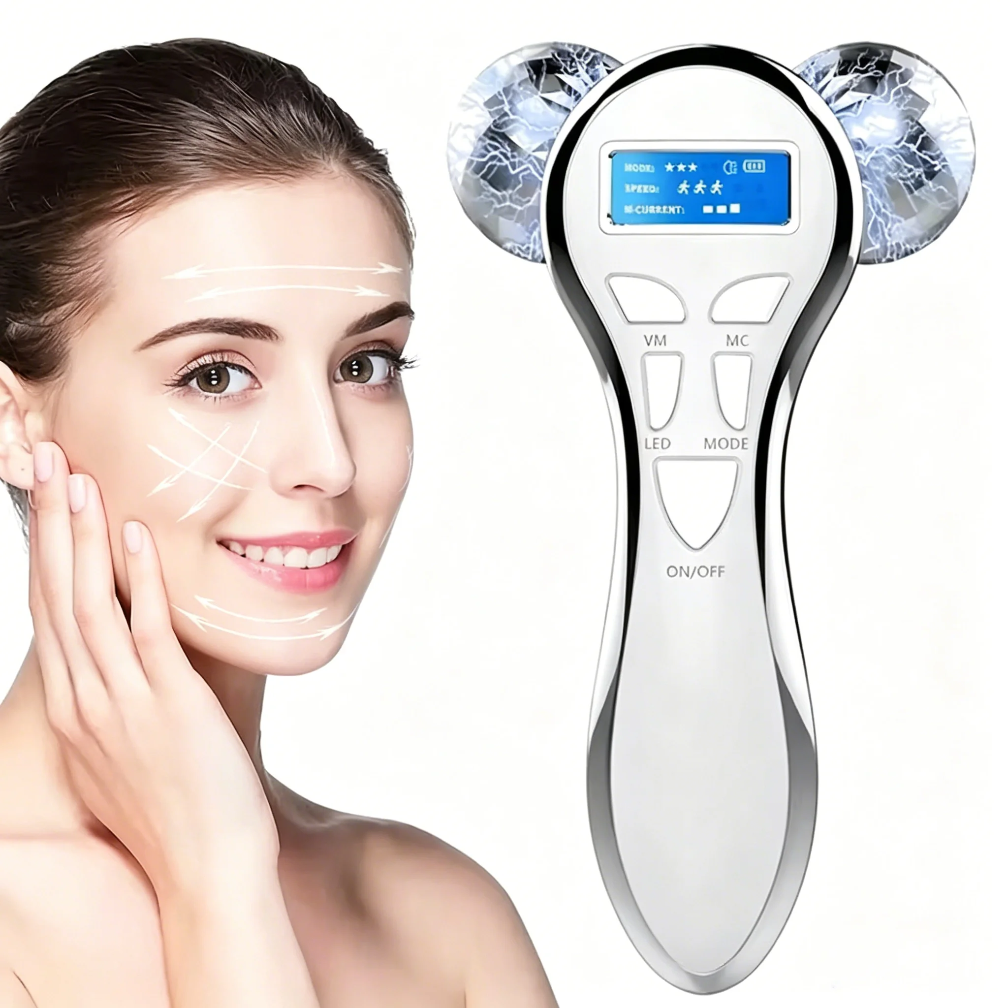 NEW Electric Facial Beauty Instrument Micro Current Face Lifting Roller Massager EMS Skin Tighten Machine V Face Beauty Device