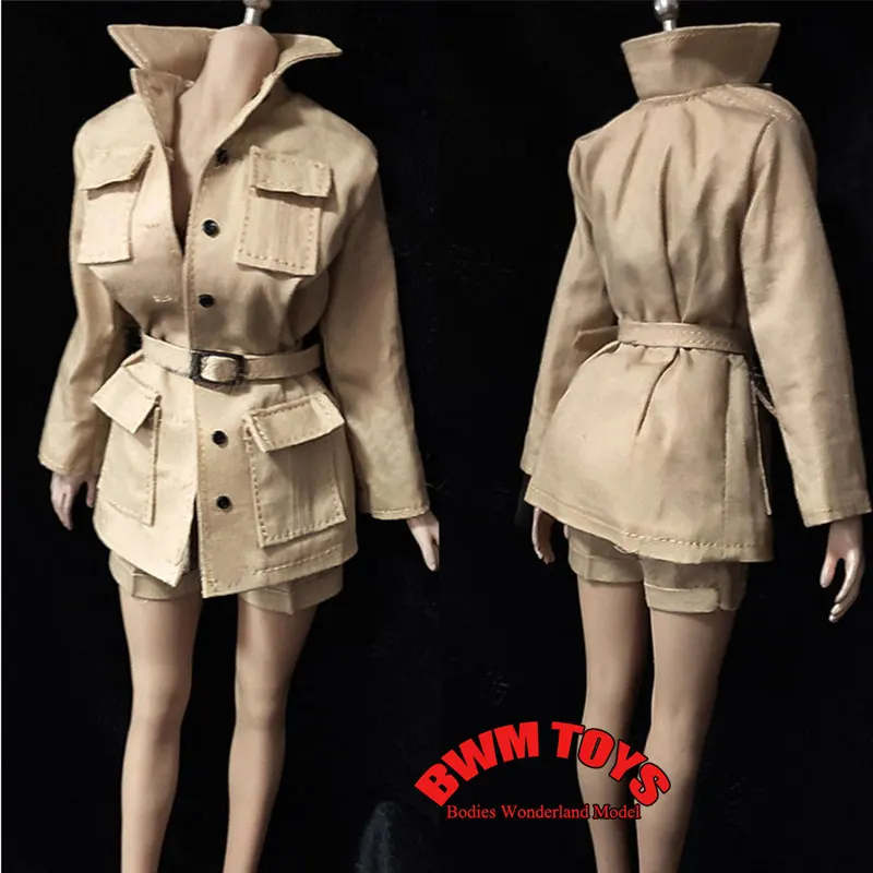 

In Stock 1/6 Scale Female Soldier Retro Collar Windproof Jacket Cargo Shorts For 12inch TB WordBOX Action Figure Doll
