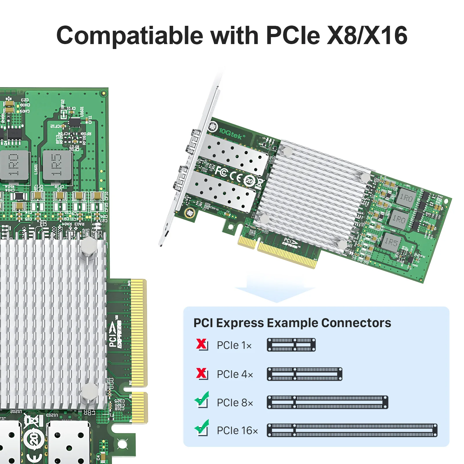 10Gb PCI-E NIC Network Card, with Broadcom BCM57810S Chipset,PCI Express Ethernet LAN Adapter Support Windows Server//Linux