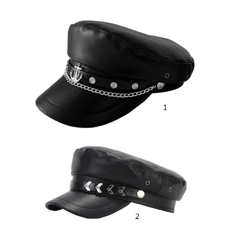 

Fashion Military Hat Teens Woman Hat with Alloy Chain Decor for Carnival