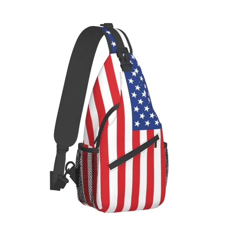 USA American Flag Crossbody Sling Backpack Men Custom United States US Stars Chest Shoulder Bag for Cycling Camping Daypack