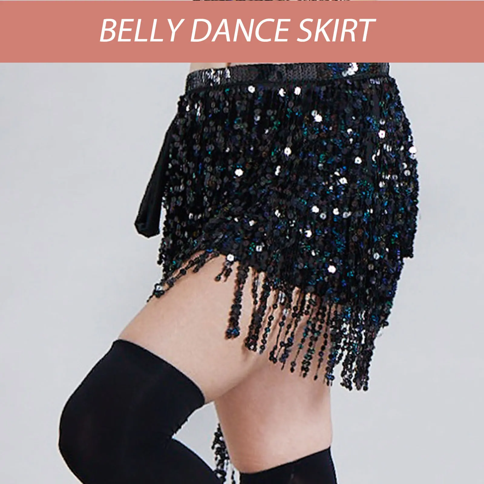Gonna con nappe con paillettes lucide attorno alla vita Gonna con danza glitterata per spettacoli teatrali di compleanno di Halloween cosplay