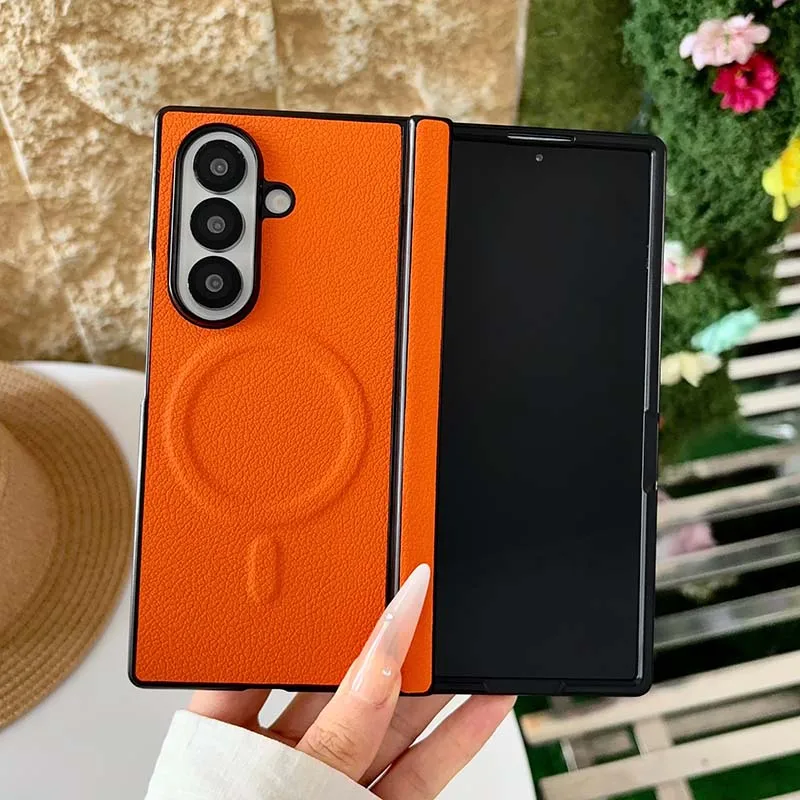 Case for Samsung Galaxy Z Fold8 Ultra Fold7 6 5 4 Litchi Pattern Hinge Rebound PU Leather Hard Mobile Phone Case Cover