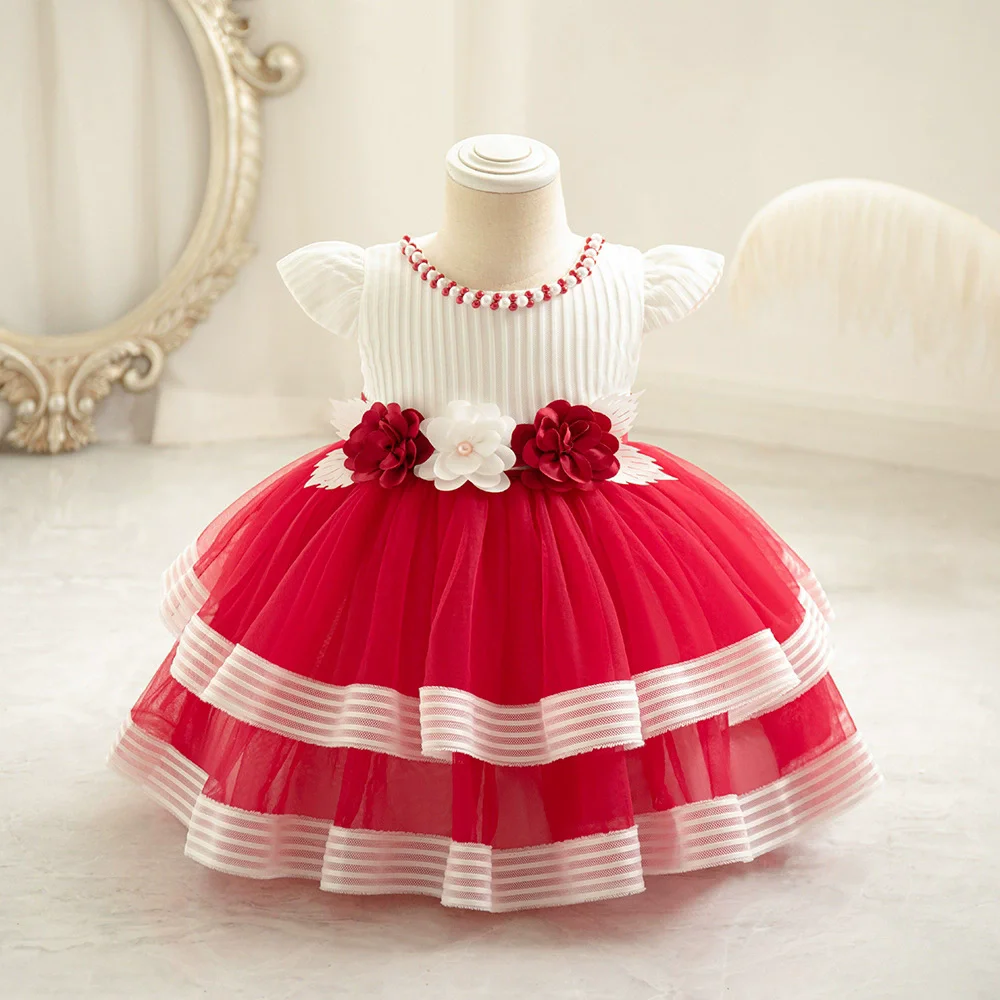 Fashion Baby Girl Dress Lace Short Sleeve Flower Girl Dresses Summer Girls Dresses for Party and Wedding 1-3 Years
