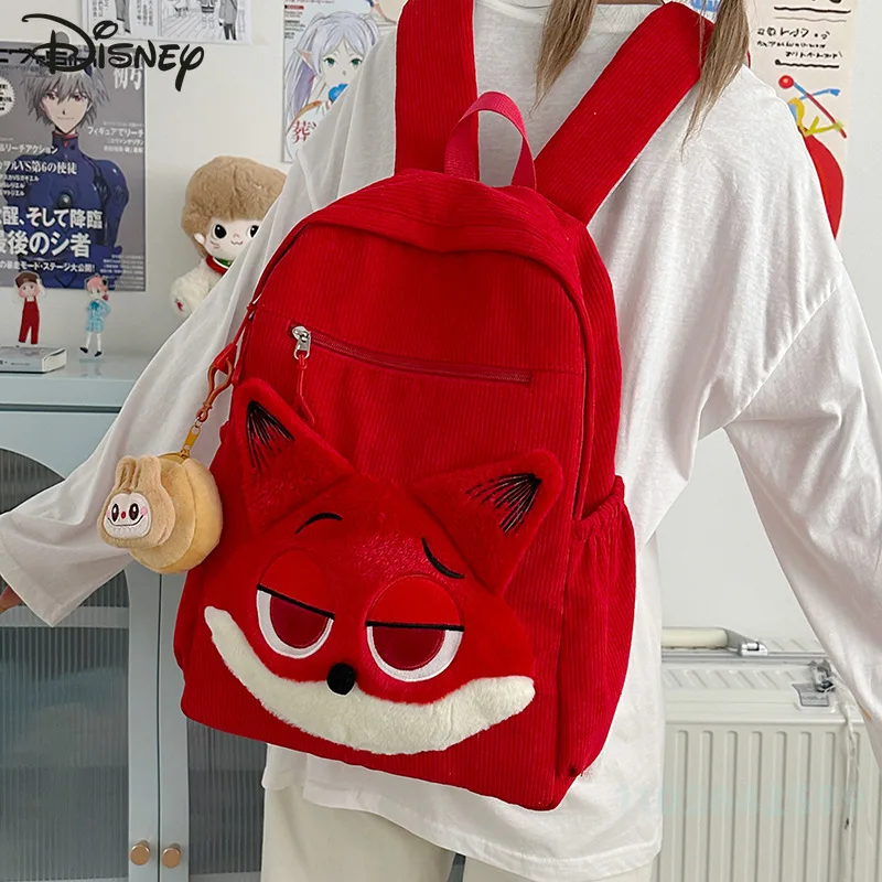Disney Fox Nick 2025 New Plush Backpack Cartoon Versatile Large Capacity Cartoon Doll Backpack High Quality Student Backpack