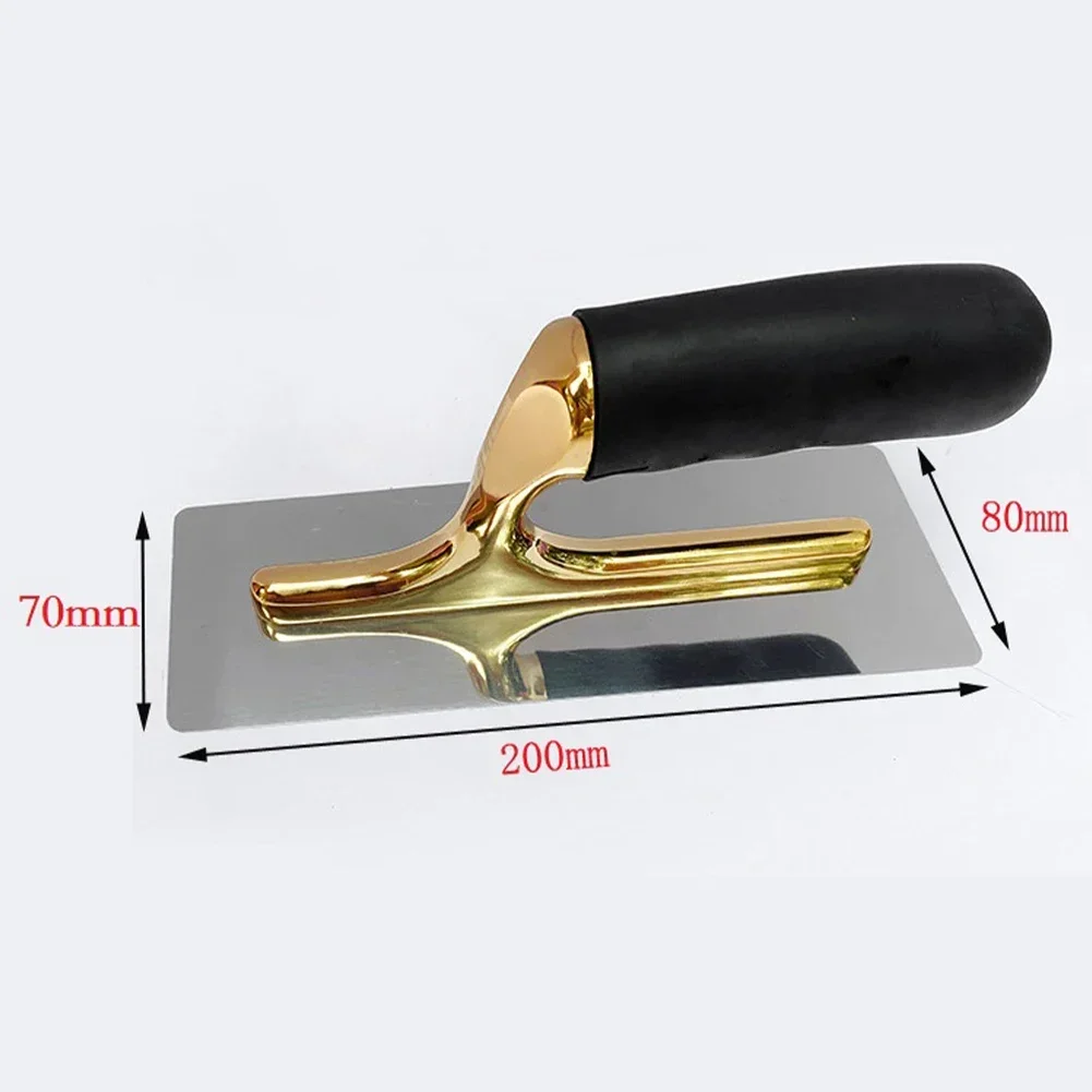 Stainless Steel Finishing Trowel Venetian Plaster Ergonomic Design For Stucco Concrete Golden Aluminum Fork Grip Handle