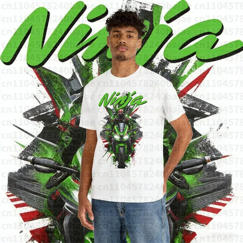 

25-26 летняя уличная быстросохнущая дышащая футболка Kawasaki из 100% хлопка с принтом, мужская и женская тонкая удобная мотоциклетная футболка