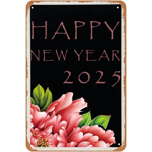 12x8Inche Funny Gift Metal Tin Sign Happy New Year Rustic Wall Decor Plaque Home