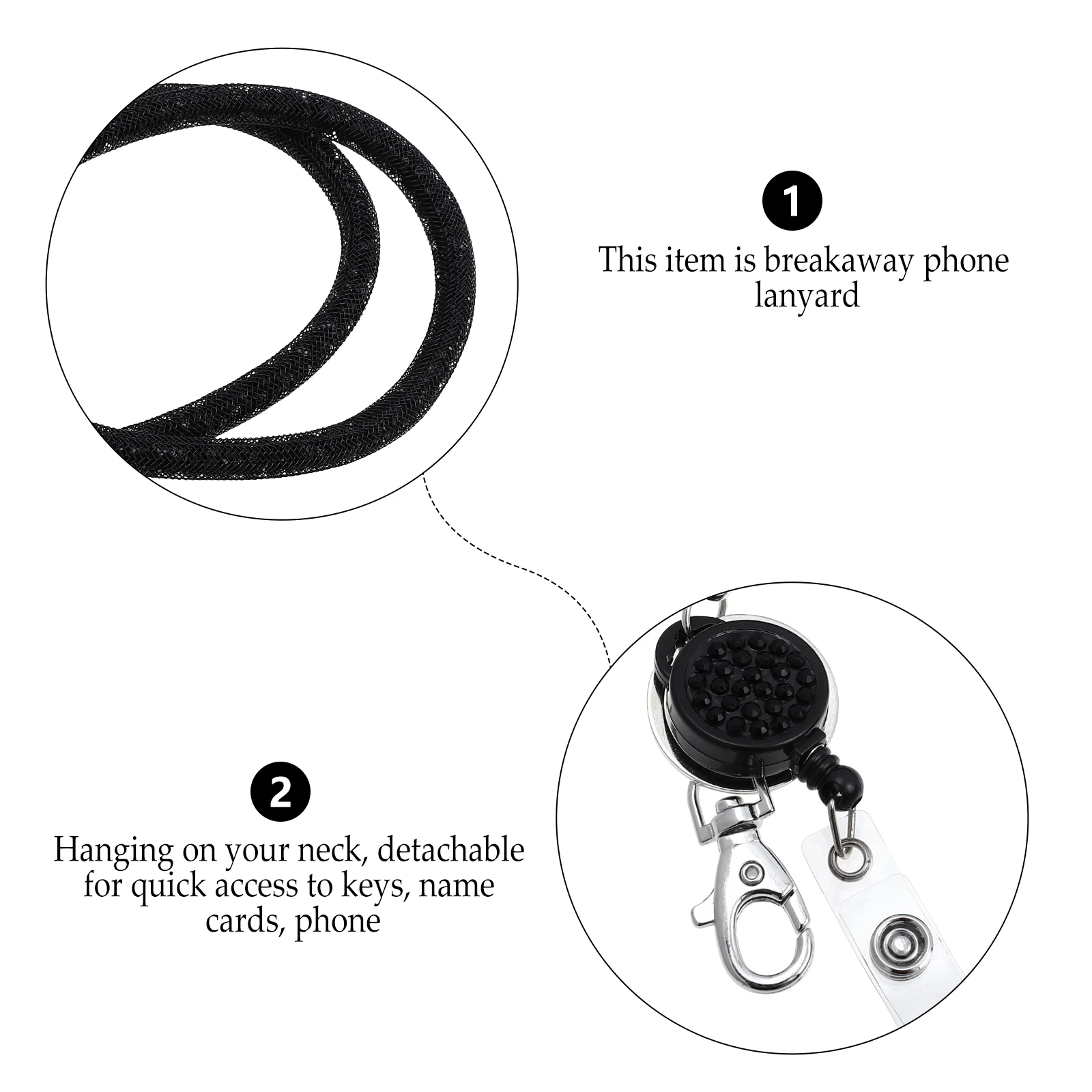 

Mobile Phone Chain Lanyard Detachable Key Ring ID Card Work Permit Necklace Breakaway String for Easy Access Professional
