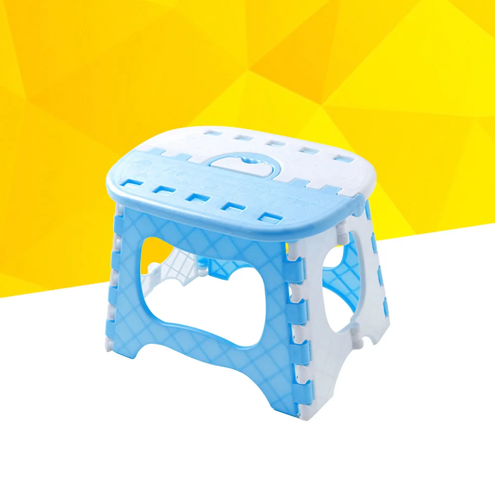 

Plastic Folding Step Stool Blue Portable Handle Design for Home Bathroom Garden Kitchen Plastic Stool Fishing Seat