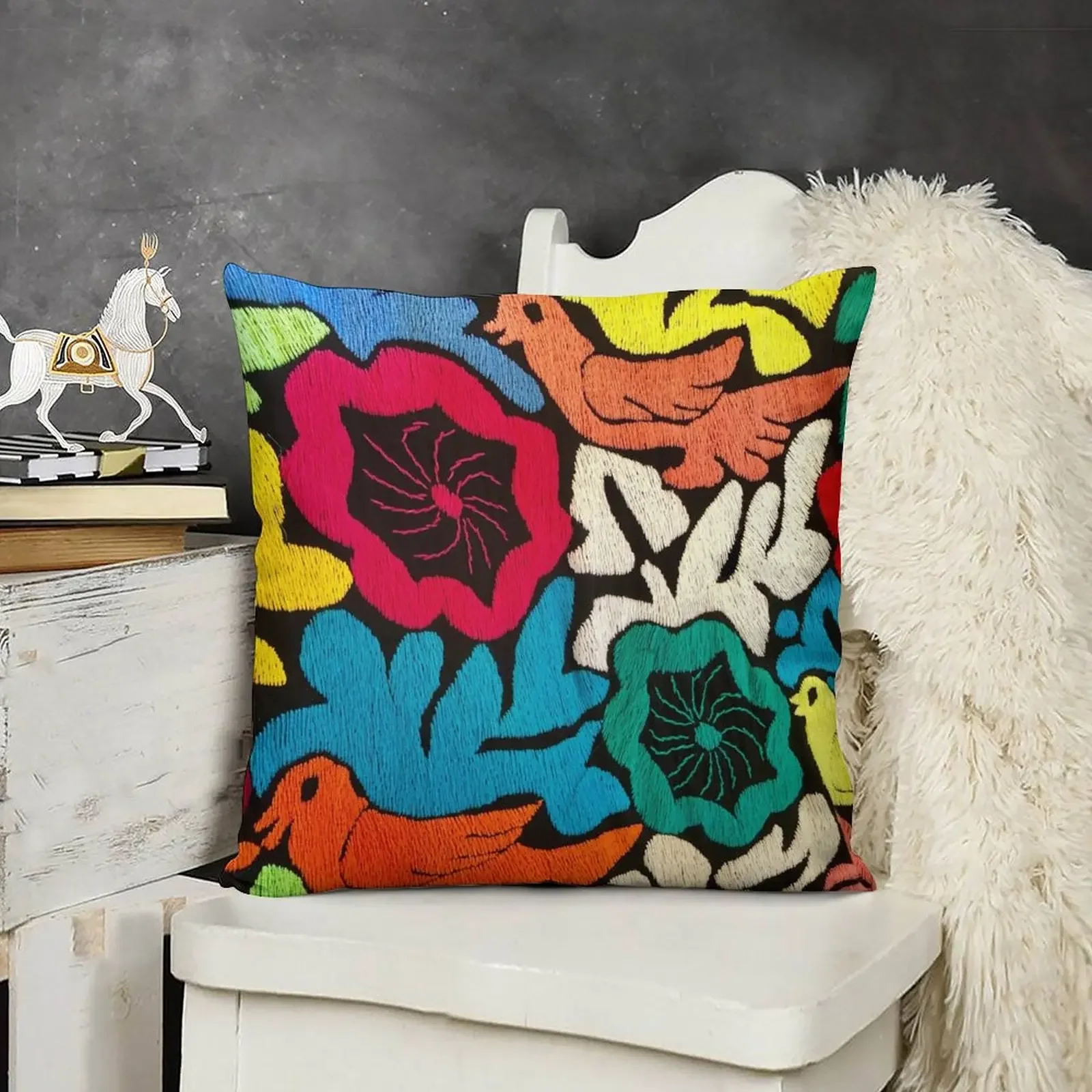 

Mexican Embroidery Birds Throw Pillow Custom Cushion Photo Sofa Cushions pillow