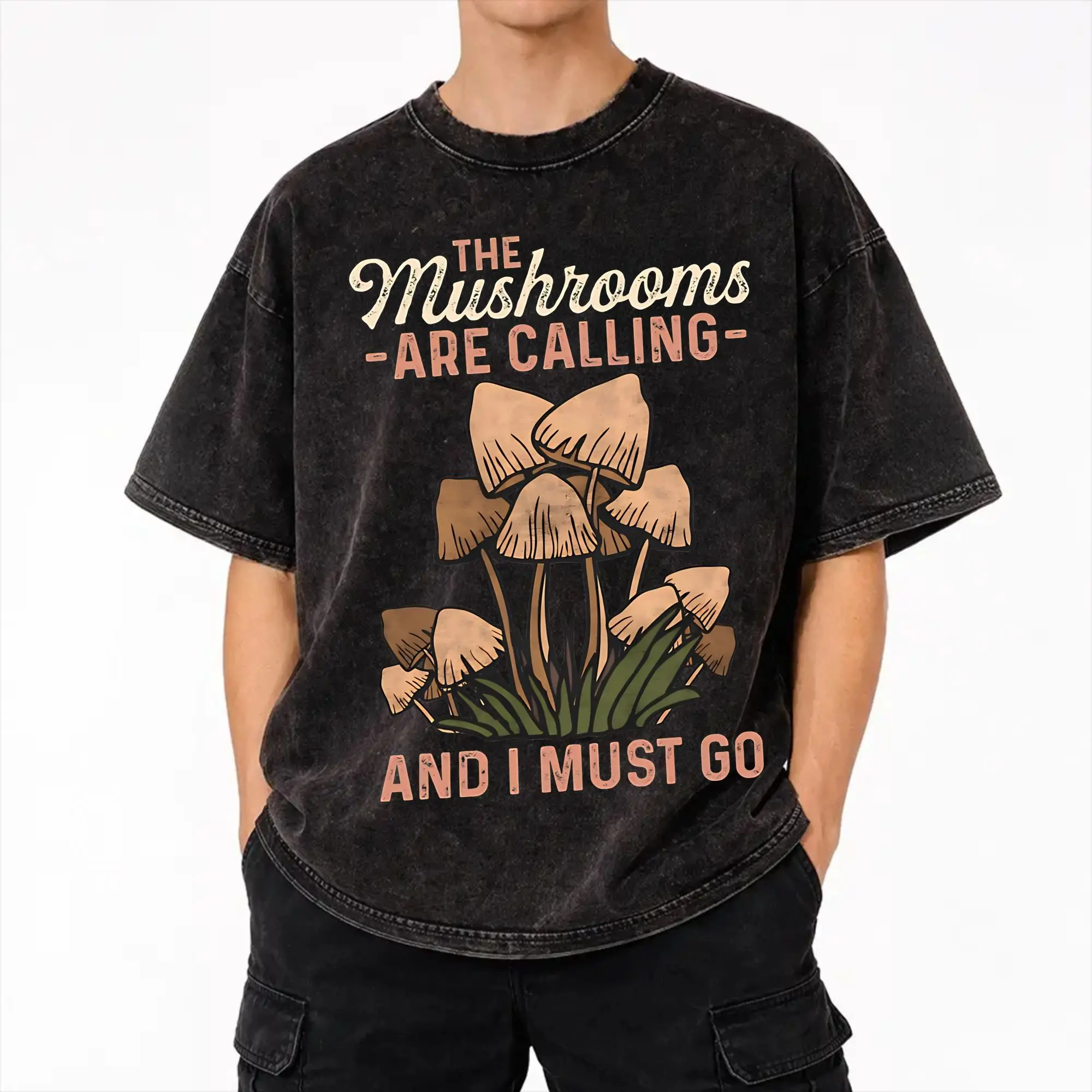 Summer Mushrooms Are Calling Washed T Shirts Apparel Oversize T-Shirts  Men Women Tee