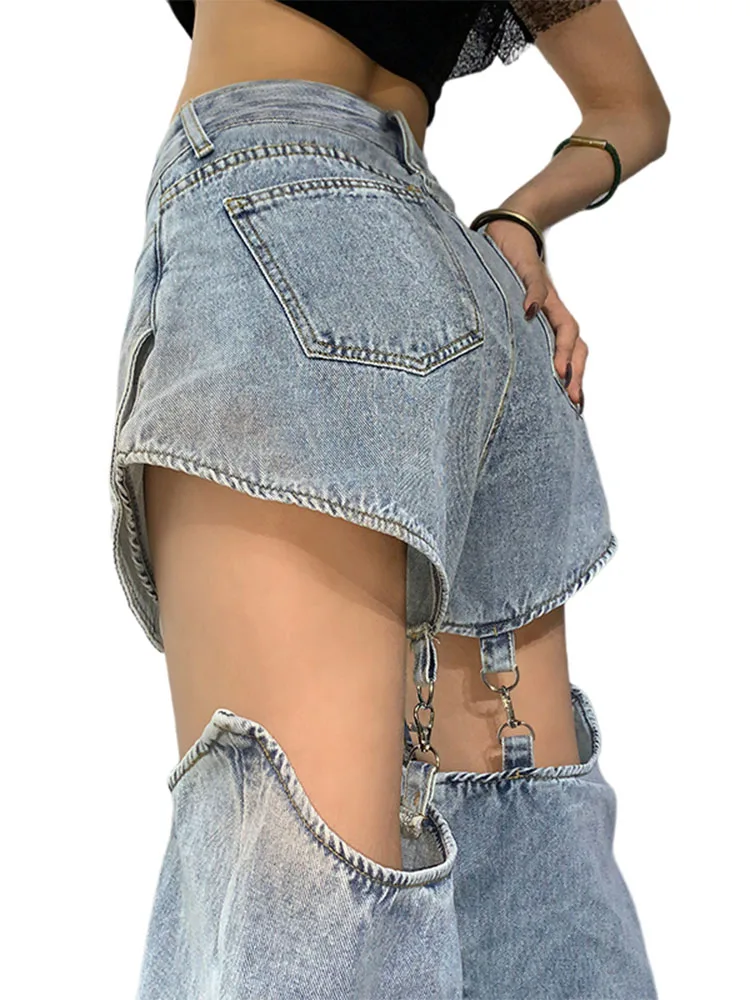 Y2k Scava Fuori Design Della Fessura A Vita Alta 2022 Jeans Delle Donne Punk Gotico Streetwear Hip Hop Femminile Baggy Denim Pantaloni Harajuku Pantaloni