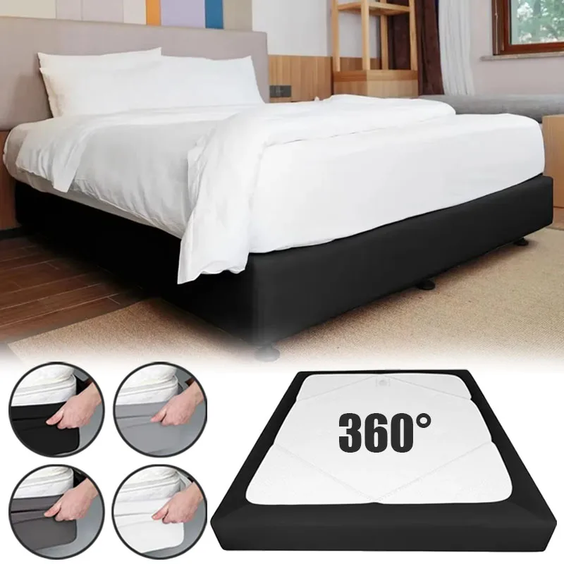 1PC Mattress Protector Encasement Box Spring Cover Hotel Quality Wrap Around Bed Skirts Easy To Install Twin/ Full/ Queen/ King